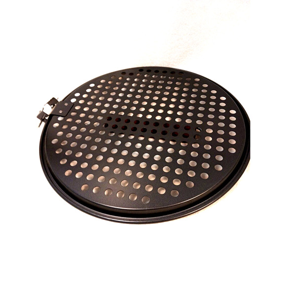 PIZZA OVEN Grill Pizza Pan 12" w Folding Wood Handle, Non-Stick, Air Vents NEW!! - Picture 6 of 9